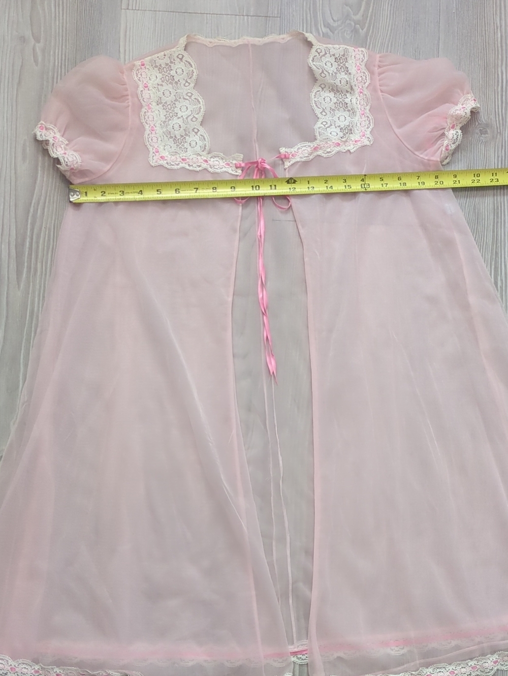 Vintage Vanity Fair & Shadowline Sheer Peignoir Robe Set Pink Blue Lace SP - Picture 14 of 16